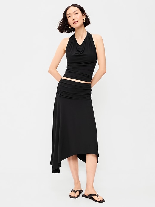 Image number 1 showing, Asymmetrical Draped Midi Skirt