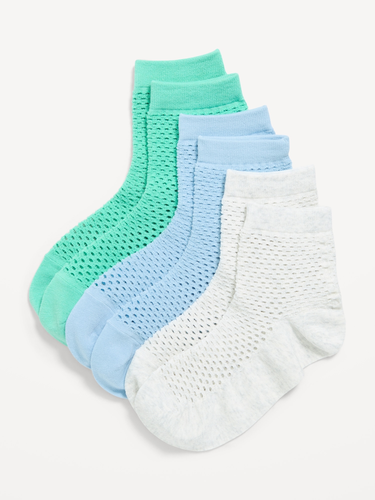 Netted Quarter-Crew Socks 3-Pack for Women