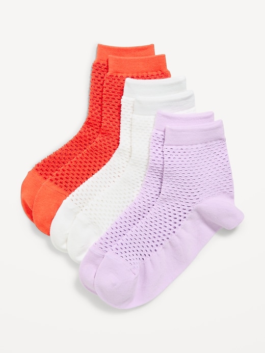 Image number 1 showing, Netted Quarter-Crew Socks 3-Pack for Women
