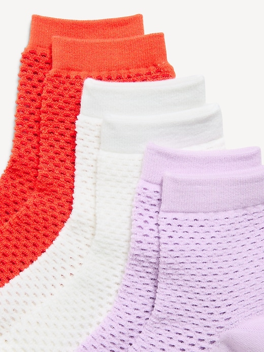 Image number 2 showing, Netted Quarter-Crew Socks 3-Pack for Women