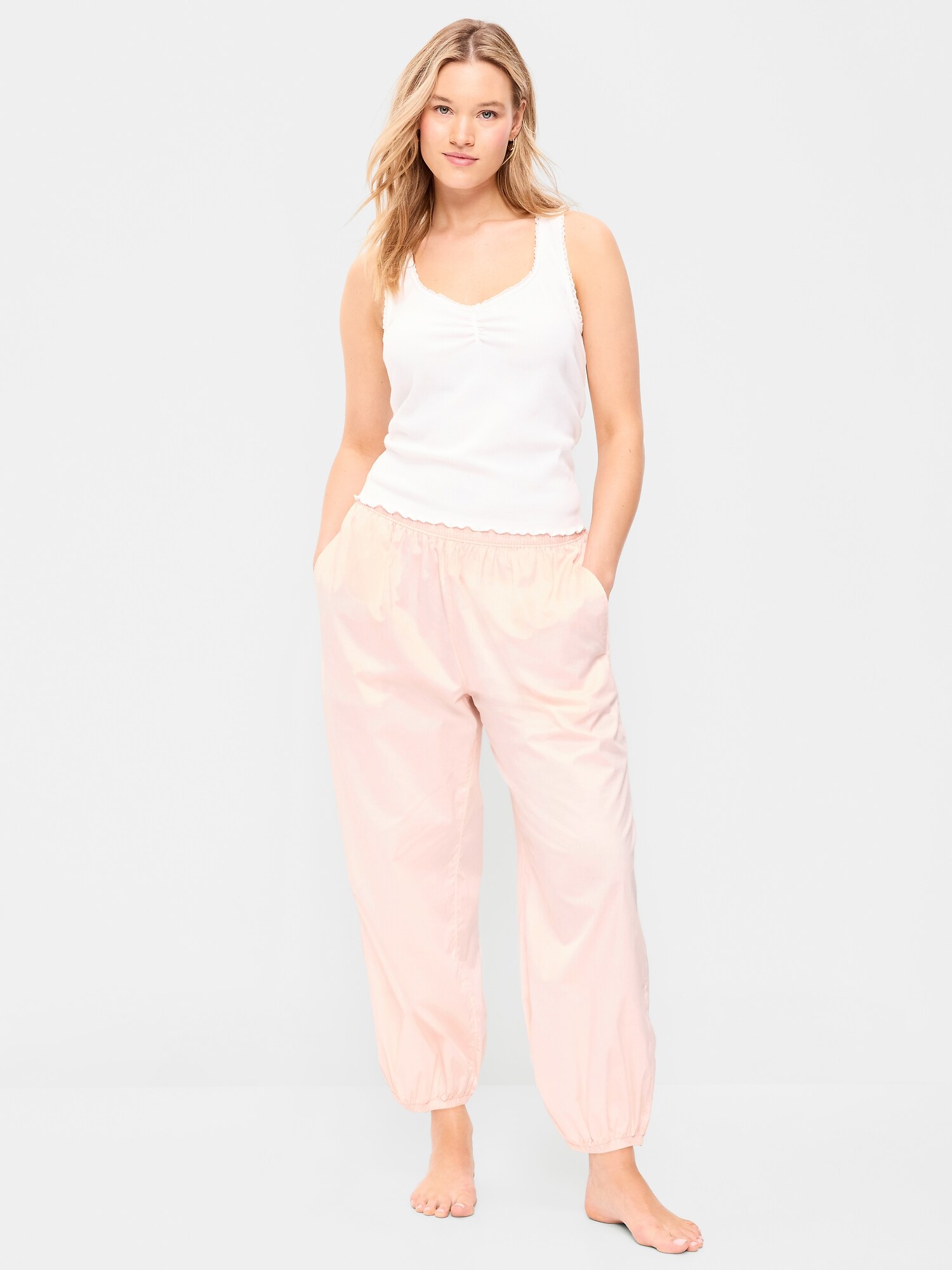 Женские брюки Old Navy Lightweight Pull-On Parachute, цвет: Пастельный розовый — фото 5