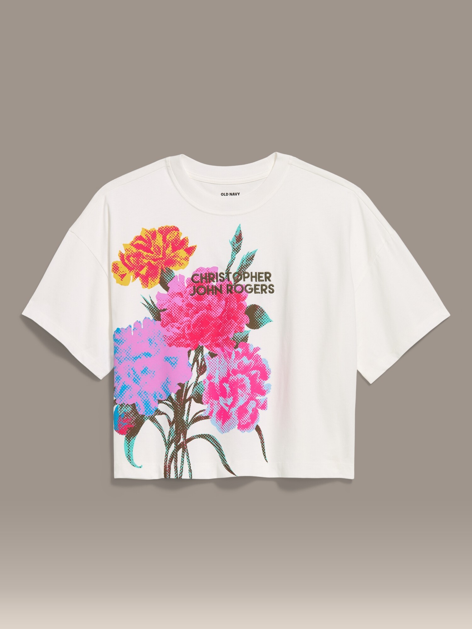 Женская футболка Old Navy x Christopher John Rogers Crop T-Shirt, цвет: Разноцветный с принтом — фото 4