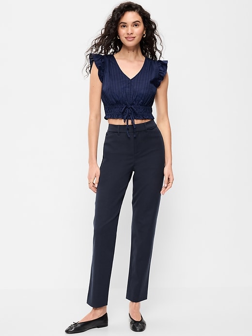 Image number 1 showing, High-Waisted Pixie Straight Pants