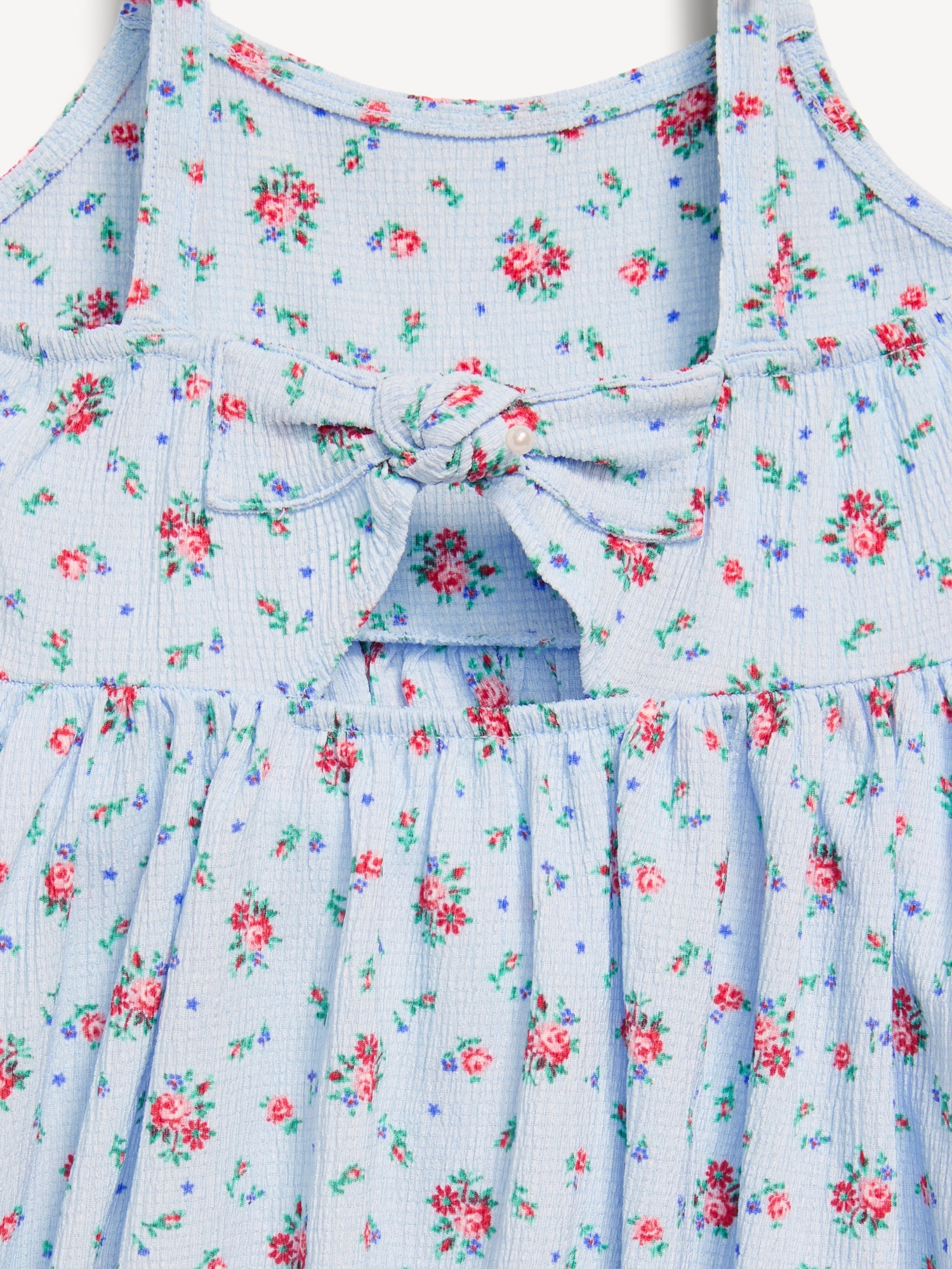 Printed Sleeveless Crinkled Dress and Biker Shorts Set for Toddler Girls