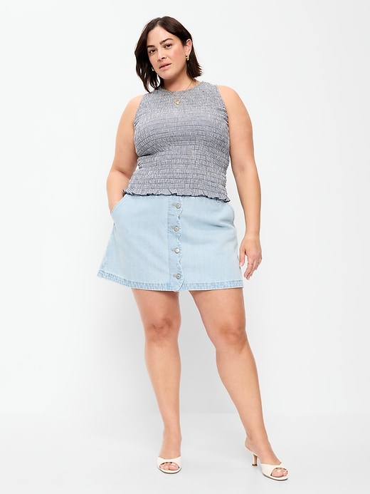 Image number 9 showing, Scalloped-Edge Button-Down Mini Skirt