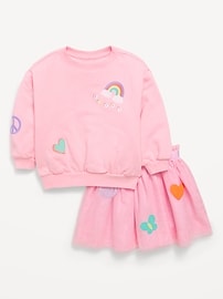 Image number 1 showing, Embroidered Graphic Sweatshirt and Tutu Skirt Set for Toddler Girls