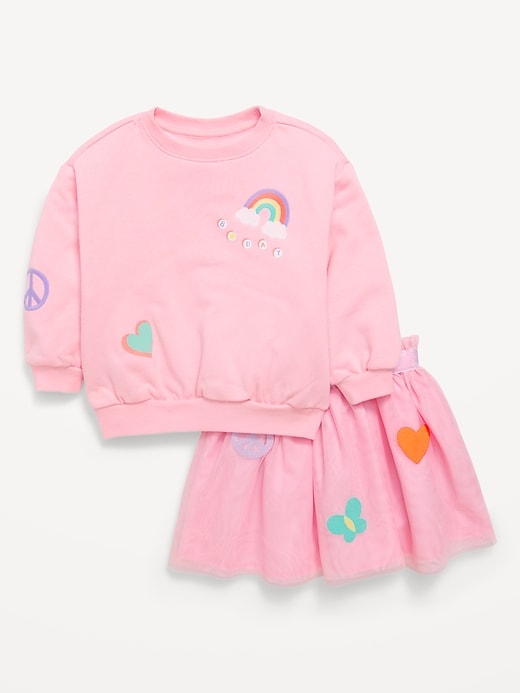 Image number 2 showing, Embroidered Graphic Sweatshirt and Tutu Skirt Set for Toddler Girls