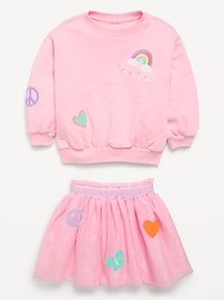 Image number 4 showing, Embroidered Graphic Sweatshirt and Tutu Skirt Set for Toddler Girls