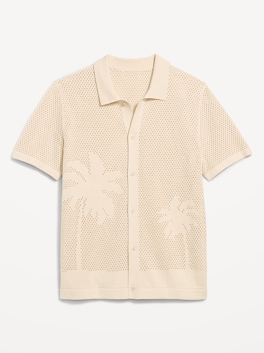 Image number 4 showing, Short-Sleeve Open-Knit Sweater Shirt