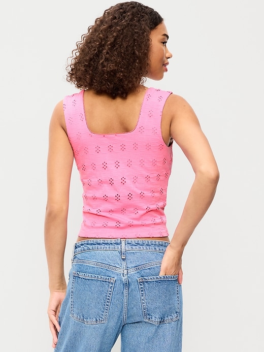 Image number 2 showing, Seamed-Bodice Eyelet Tank Top