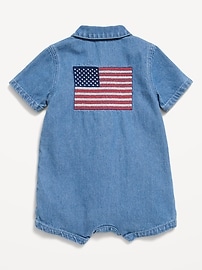 Image number 2 showing, Collared Denim One-Piece Romper for Baby