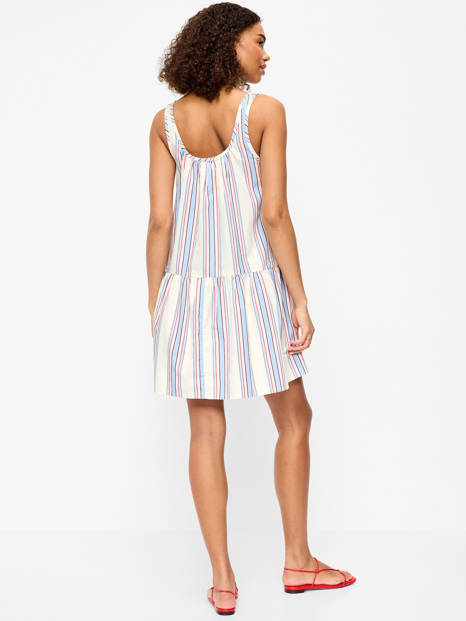 Женское платье Old Navy Drop-Waist Swing Mini, цвет: Синий полосатый — фото 2