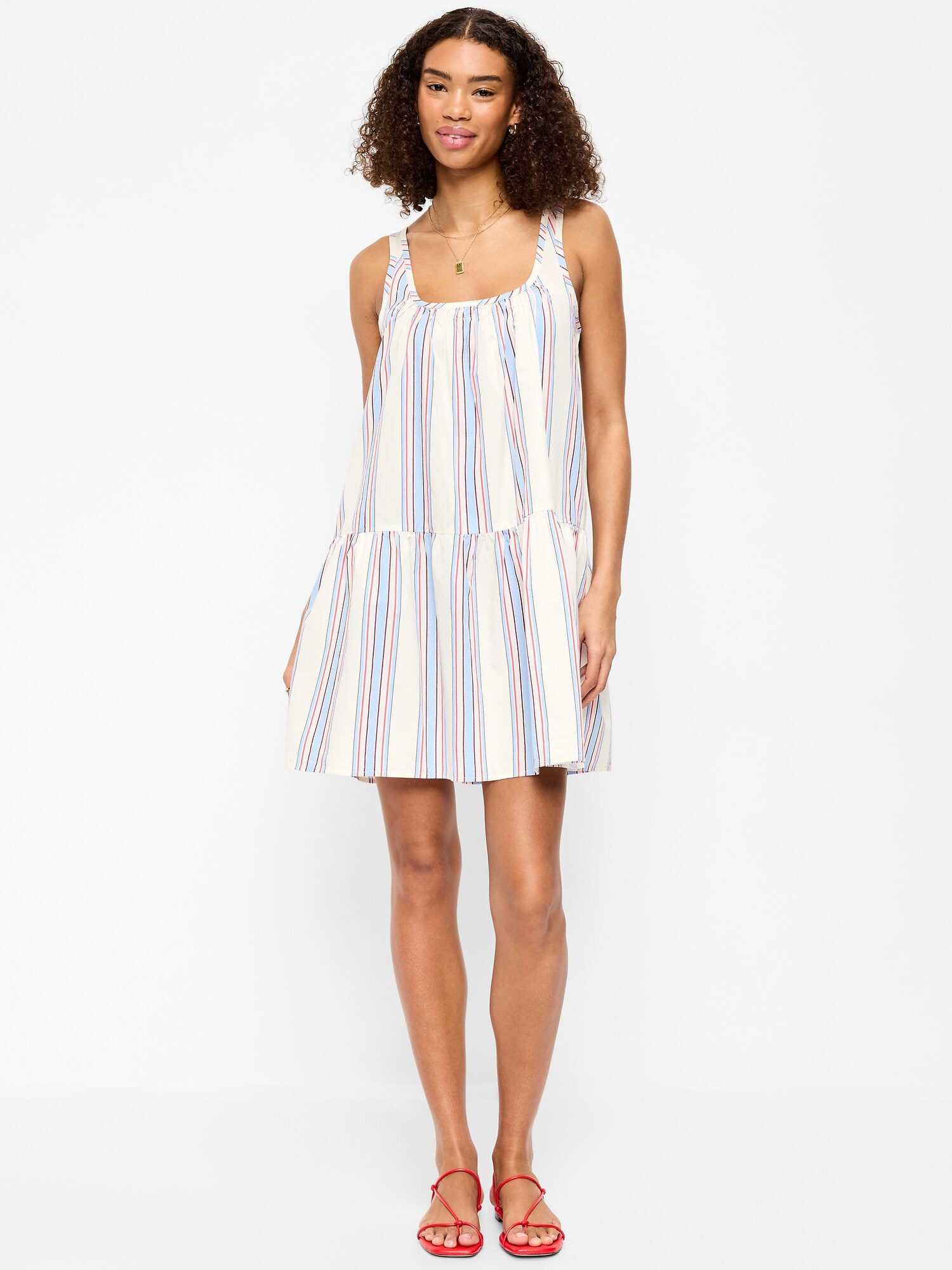Женское платье Old Navy Drop-Waist Swing Mini, цвет: Синий полосатый — фото 3