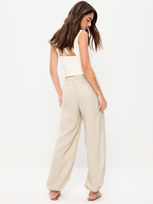 Image number 3 showing, Mid-Rise Linen-Blend Utility Pants