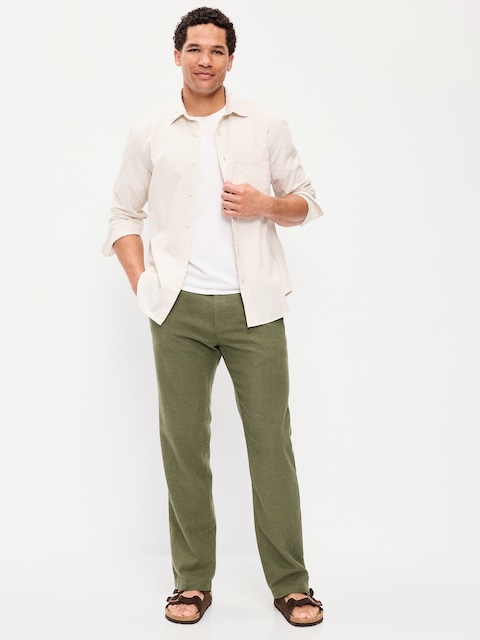 90's Straight-Fit Linen-Blend Dress Pants