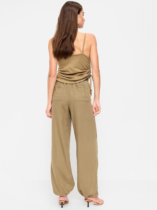 Image number 3 showing, Mid-Rise Linen-Blend Cinched-Ankle Pants