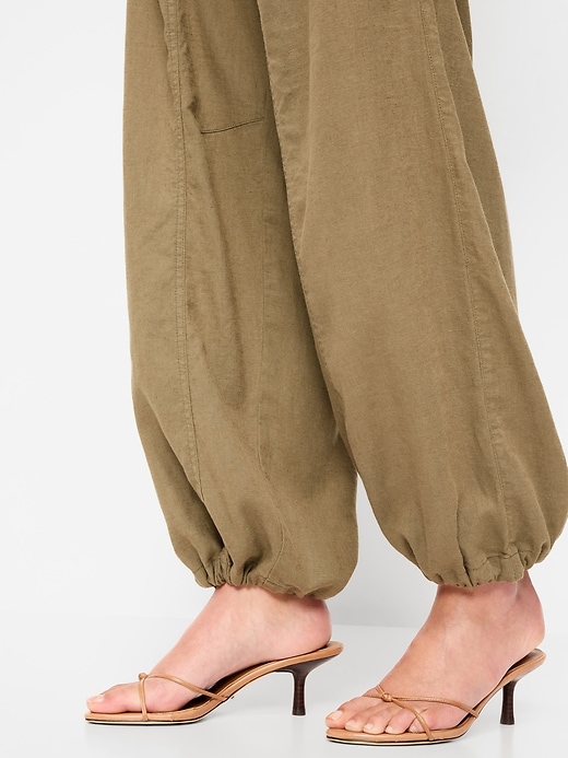 Image number 5 showing, Mid-Rise Linen-Blend Cinched-Ankle Pants