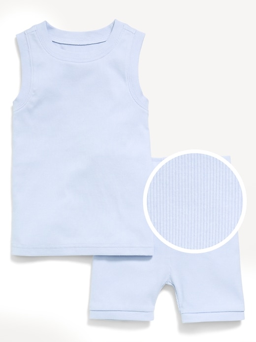 Image number 1 showing, Snug-Fit Sleeveless Ribbed Pajama Set for Toddler & Baby