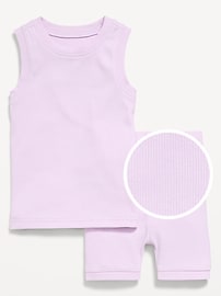 Image number 1 showing, Snug-Fit Sleeveless Ribbed Pajama Set for Toddler & Baby