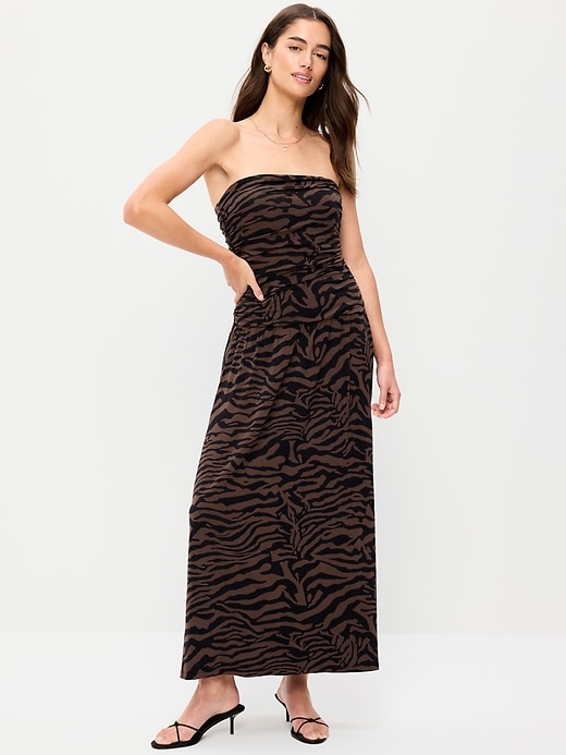 Image number 1 showing, Fit & Flare Drop-Waist Maxi Tube Dress