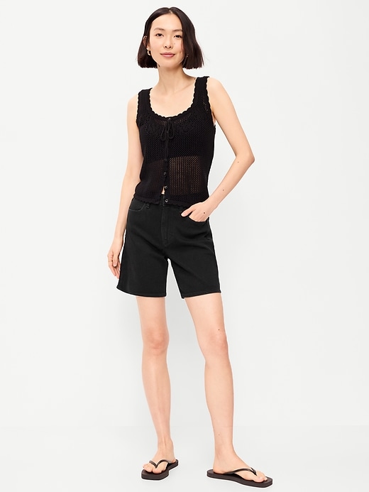 Image number 1 showing, High-Waisted Wow Jean Shorts -- 7-inch inseam