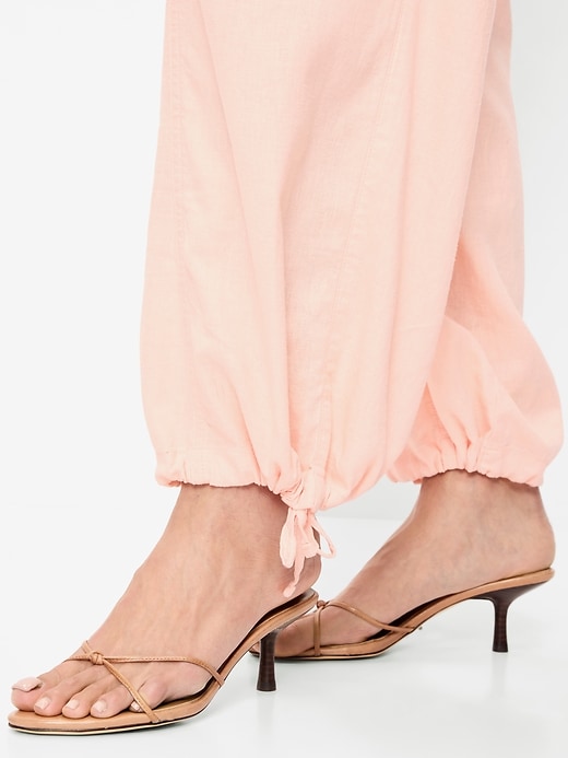 Image number 5 showing, Mid-Rise Linen-Blend Cinched-Ankle Pants