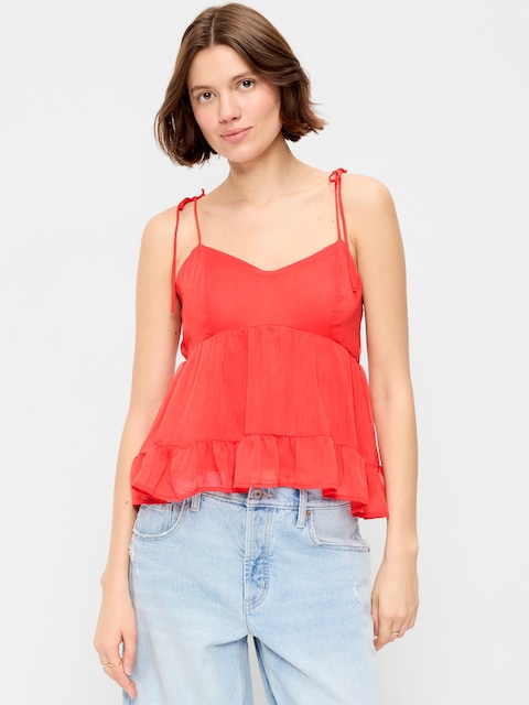 Tie-Strap Tiered Ruffle Top