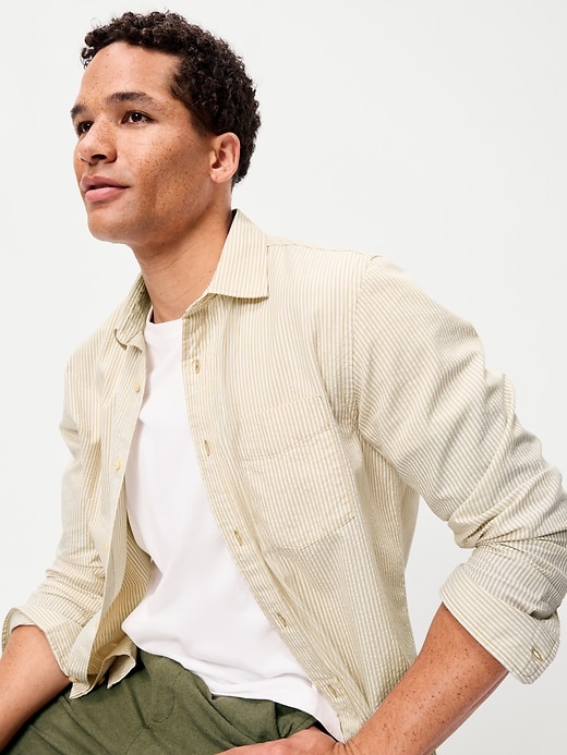 Image number 3 showing, Long-Sleeve Relaxed Striped Pocket Shirt
