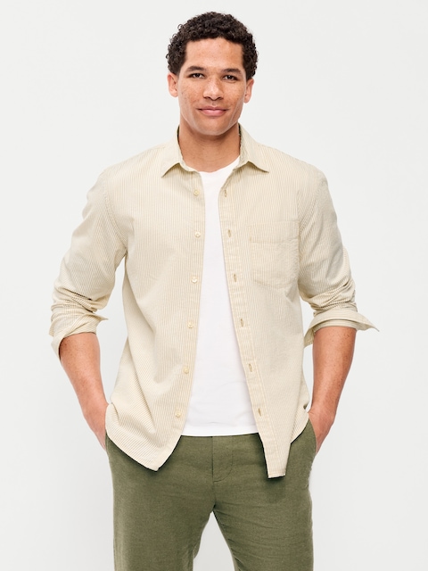 Long-Sleeve Relaxed Striped Pocket Shirt