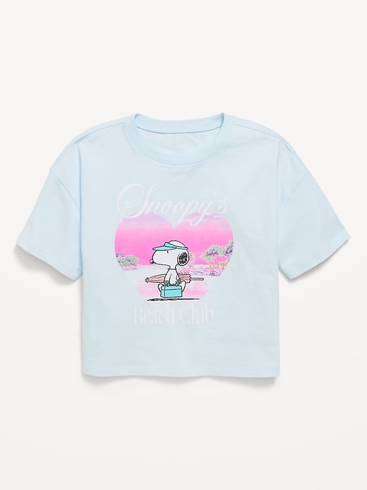 Image number 1 showing, Peanuts™ Snoopy Oversized Graphic Cropped T-Shirt for Girls