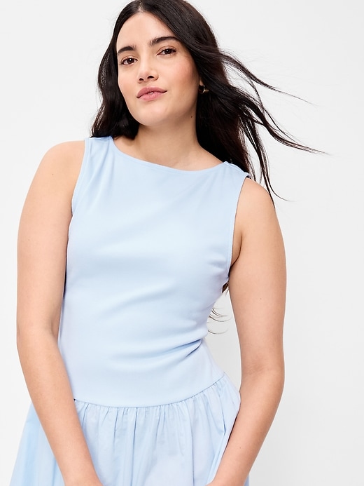 Image number 3 showing, Mixed Media Drop-Waist Mini Dress