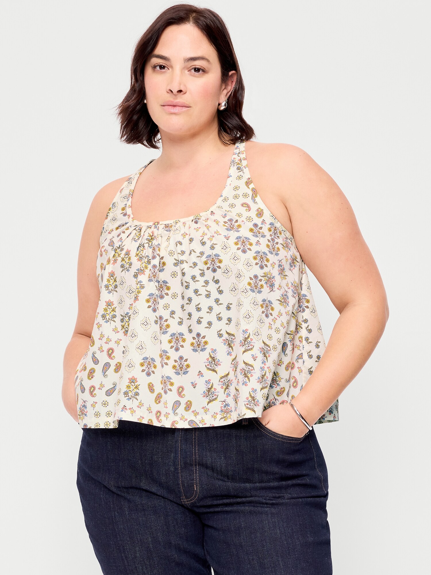 Женский топ Old Navy Sleeveless Trapeze Tank Top, цвет: С принтом — фото 6