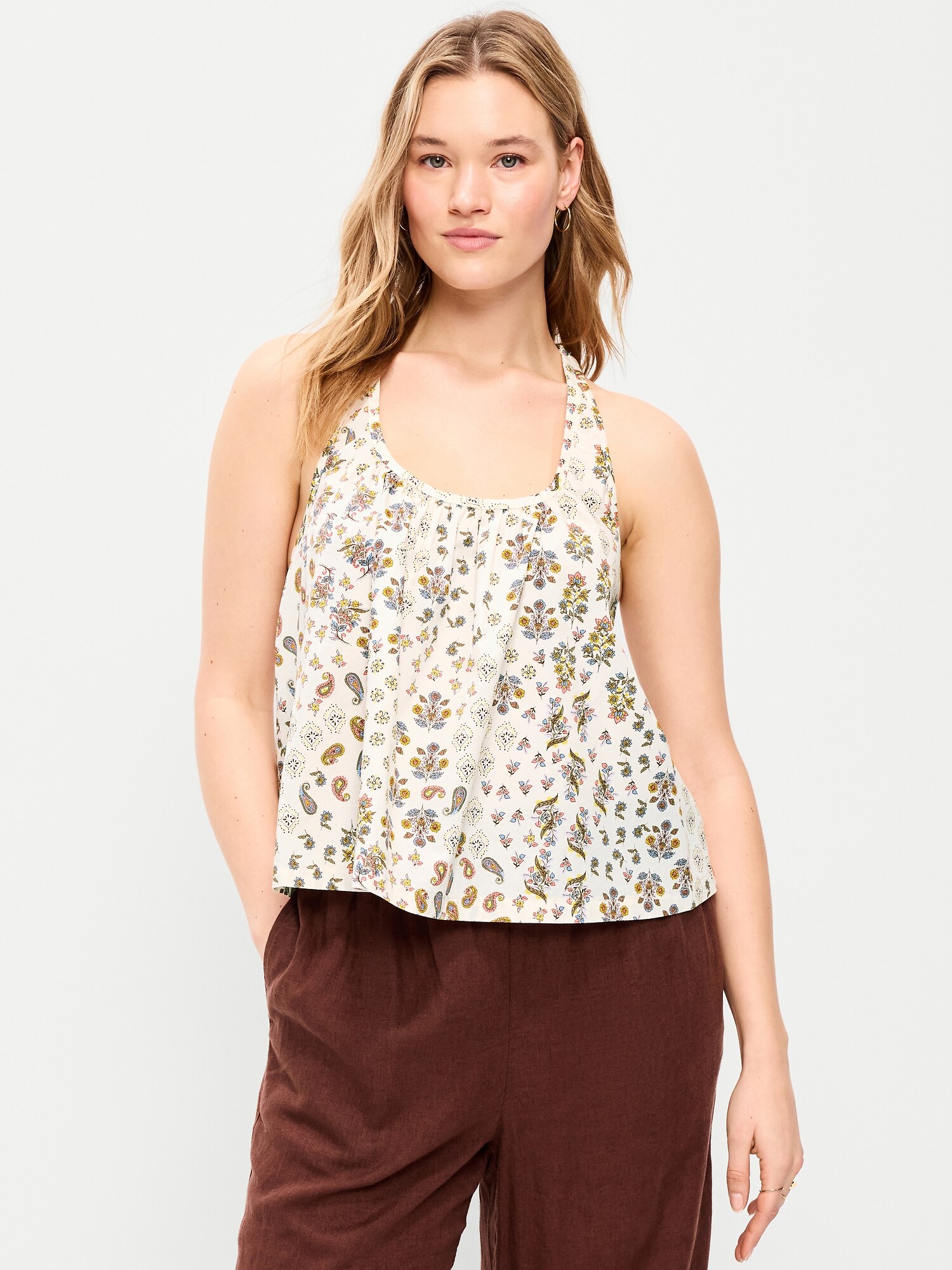 Женский топ Old Navy Sleeveless Trapeze Tank Top, цвет: С принтом — фото 4