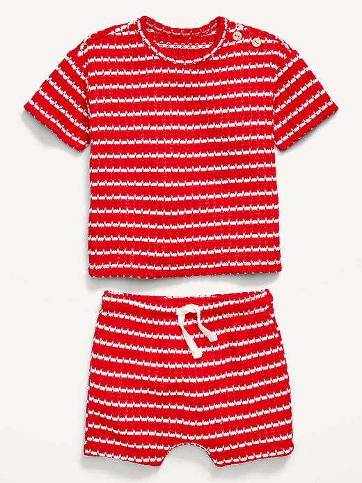Image number 2 showing, Short-Sleeve Crochet-Knit Top and Shorts Set for Baby