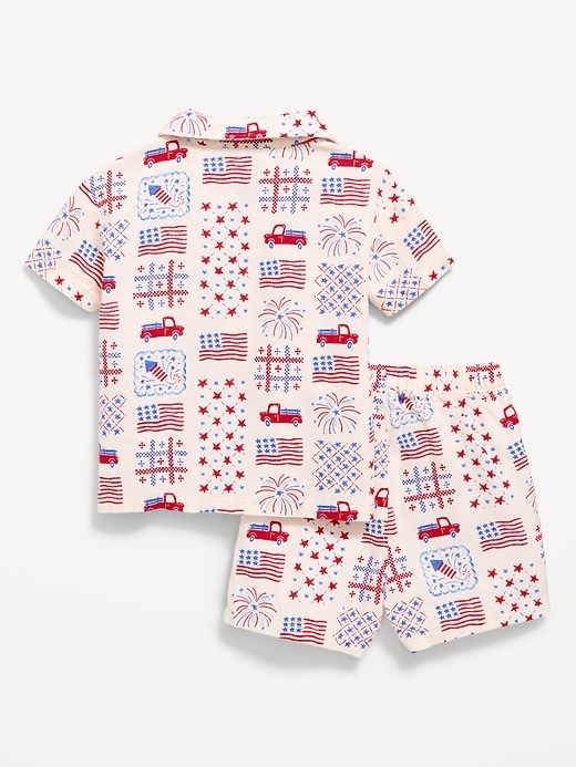 Image number 3 showing, Printed Short-Sleeve Linen-Blend Shirt and Shorts Set for Baby