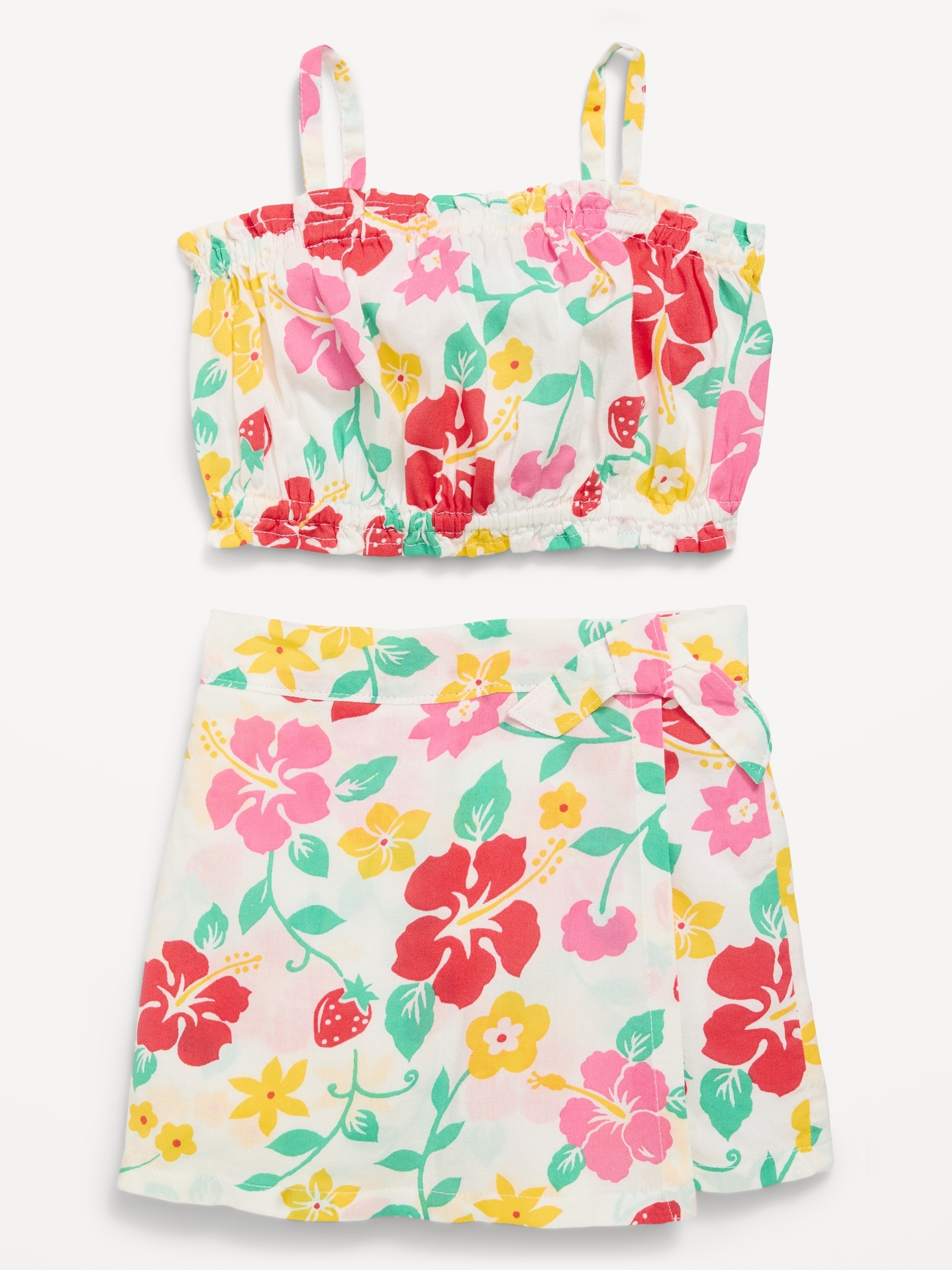 Printed Sleeveless Top and Skort Set for Toddler Girls