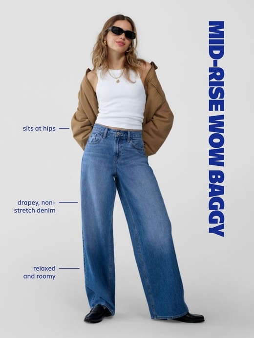 Image number 5 showing, Mid-Rise Wow Baggy Wide-Leg Jeans