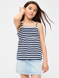 Image number 1 showing, Printed Sleeveless Textured Smocked Top for Girls