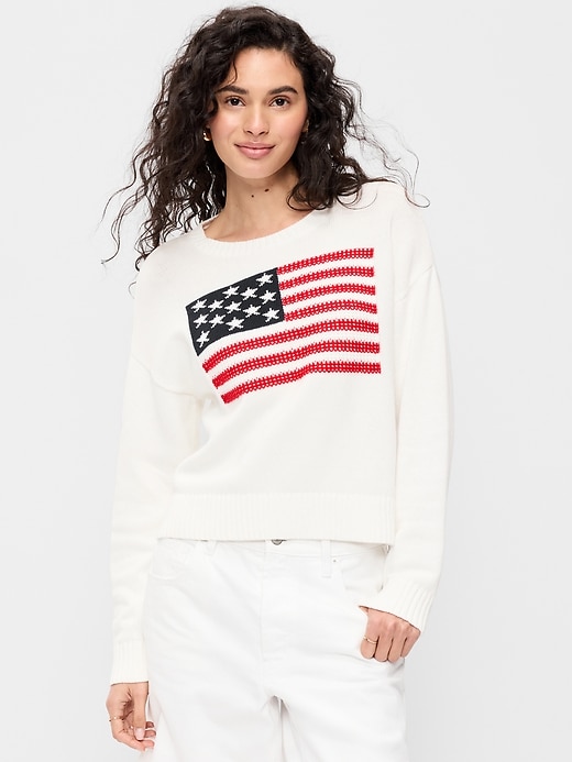 Image number 1 showing, Long-Sleeve Flag Sweater