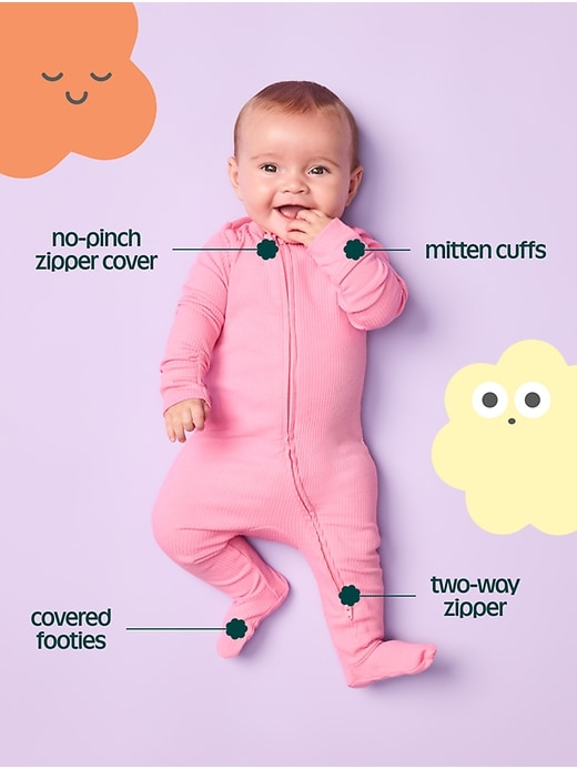 Image number 3 showing, Ruffle-Trim 2-Way-Zip Sleep & Play Footed One-Piece for Baby