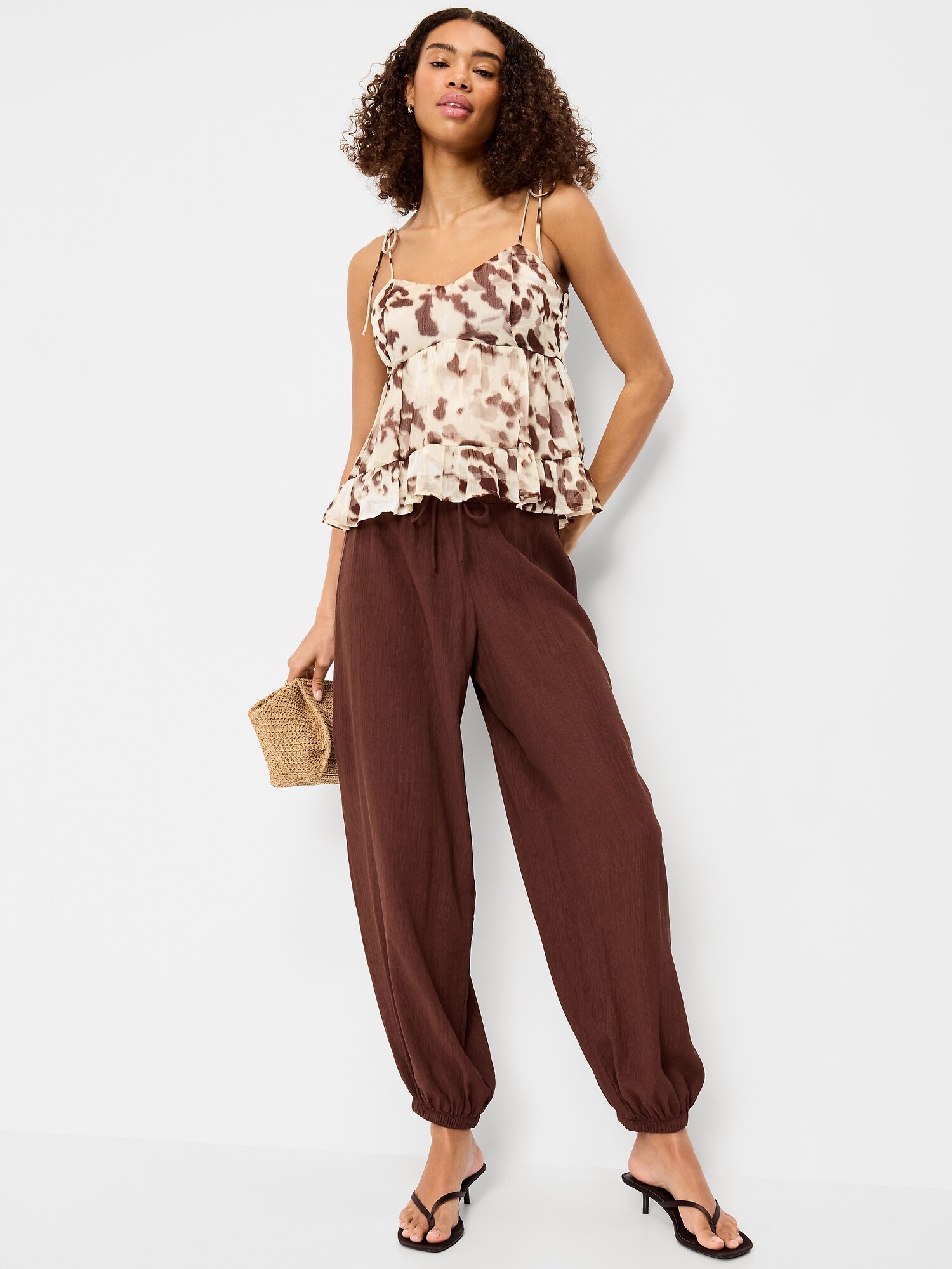 Женский топ Old Navy Chiffon Semi-Sheer Tie-Strap Cami Top, цвет: С принтом — фото 3