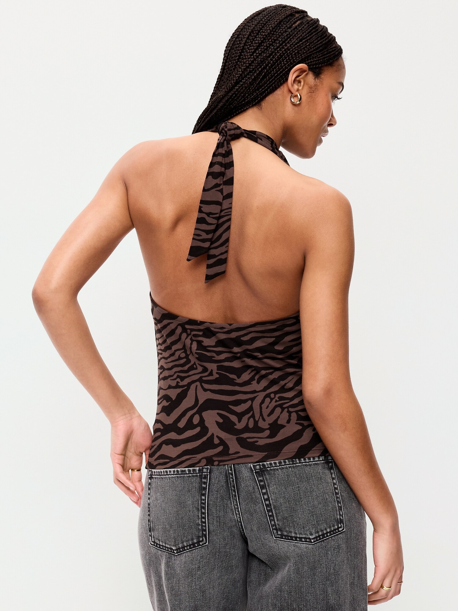 Женский топ Old Navy Cowl-Neck Halter Top, цвет: Чёрный зебра — фото 2