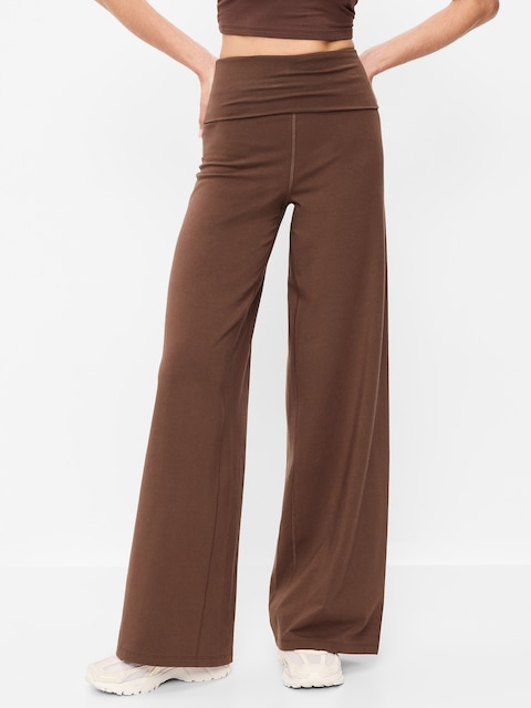 High-Waisted PowerChill Fold-Over Wide-Leg Pants