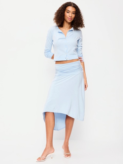 Asymmetrical Draped Midi Skirt