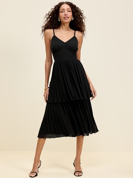 Image number 1 showing, The Occasion by Old Navy Pleated Fit & Flare Midi Dress