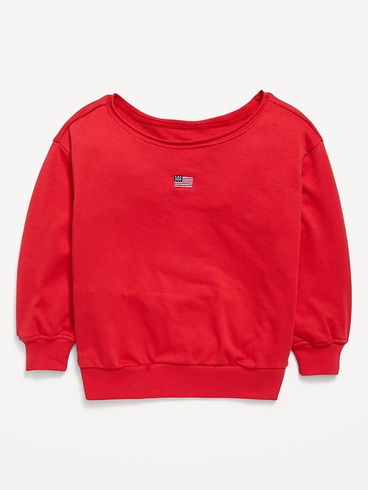 Image number 1 showing, Oversized Off-Shoulder Graphic Tunic Sweatshirt for Girls