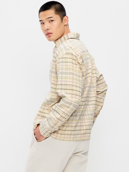 Image number 2 showing, Loose Fit Textured Plaid Pocket Shirt