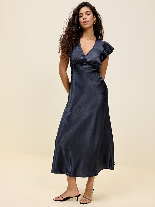 Image number 2 showing, The Occasion by Old Navy Satin Flutter-Sleeve Maxi Dress