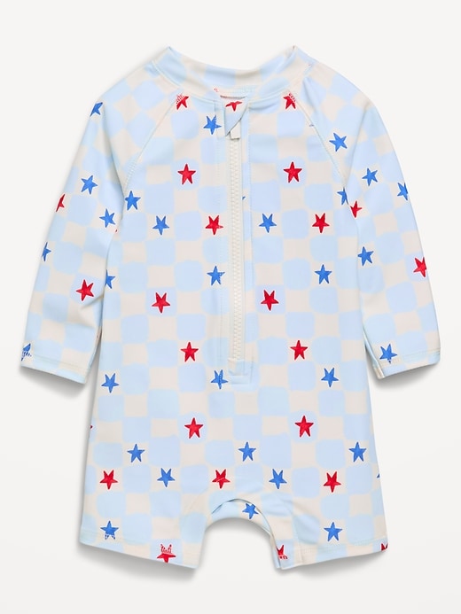 Image number 1 showing, Printed Swim Rashguard Bodysuit for Baby