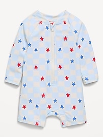 Image number 1 showing, Printed Swim Rashguard Bodysuit for Baby